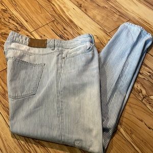 H&M Blue & White Striped Destressed Jeans